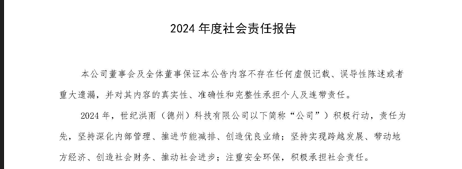 世纪洪雨（德(dé)州）科(kē)技(jì )有(yǒu)限公(gōng)司2024年度社会责任报告